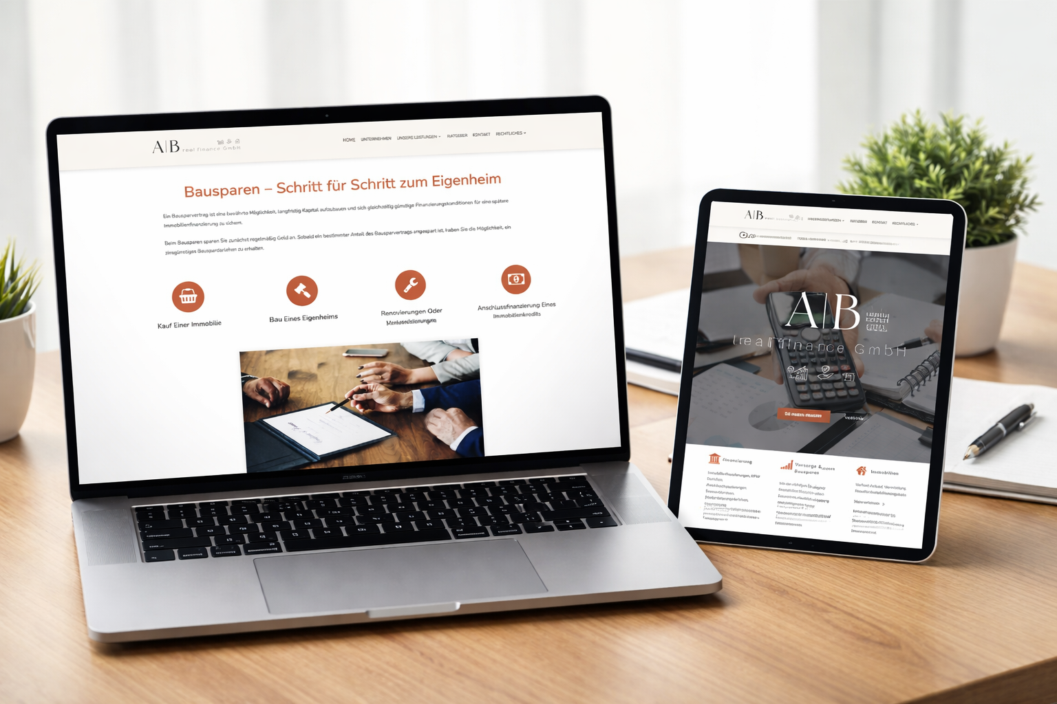 Modern working enviroment, showing the website of an customer of mine. AB Real Finance GmbH